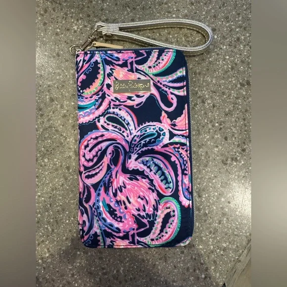 Lilly Pulitzer Pink and Blue Paisley Phone Wristlet - Picture 4 of 4
